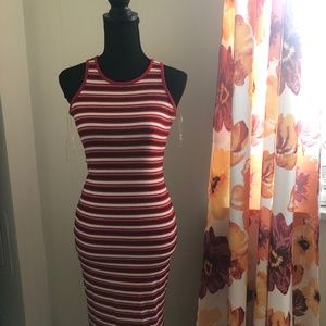 Midi red and white striped dress